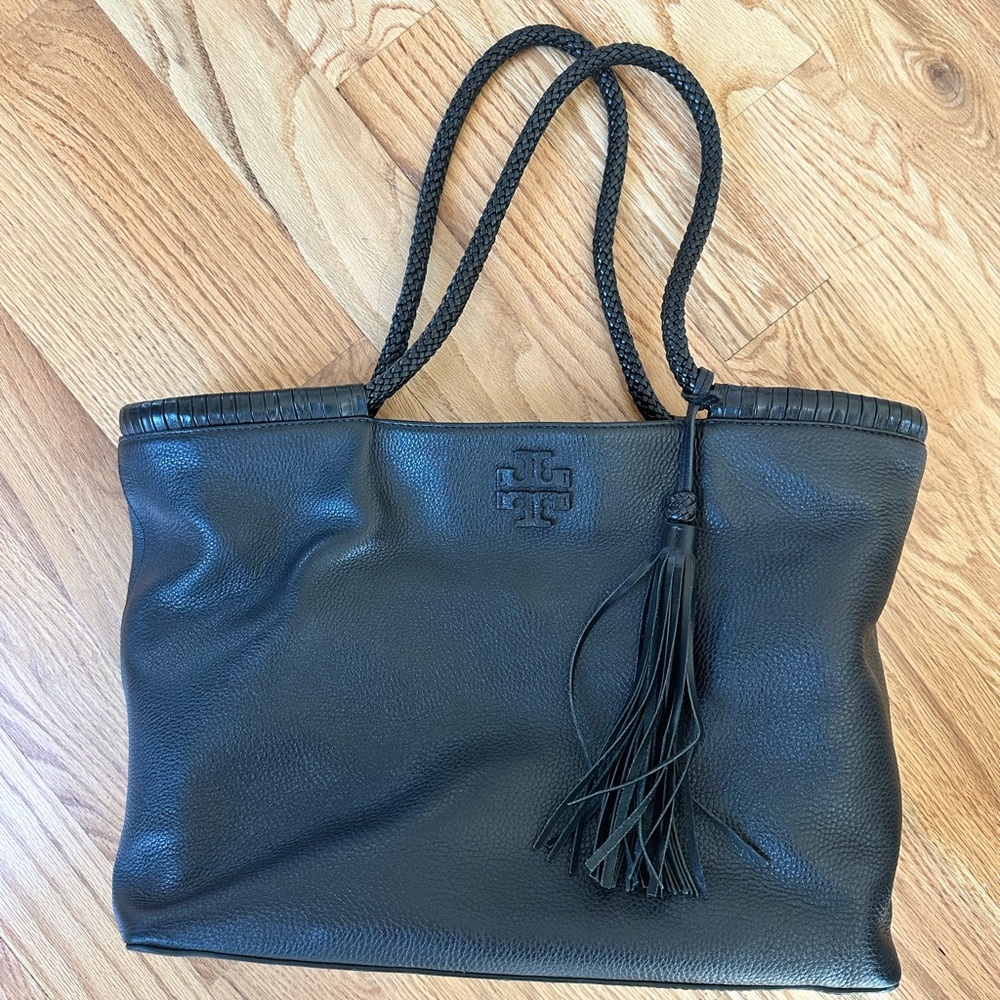 Tory Burch Large Taylor Leather Tote in Black with original dust bag